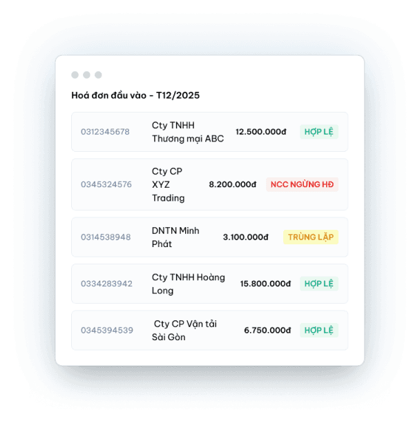Dashboard hình minh họa danh sách hóa đơn